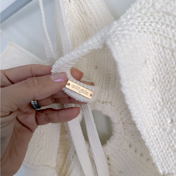 Cult Gaia Floreana Hand Crochet Knit Cutout Mini Dress Off White - Picture 6 of 13